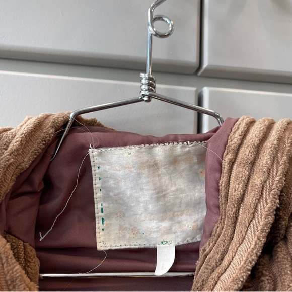 Retro Corduroy Mixed Media Earth Girl Patchwork Trench Coat Cropped Sleeve Small - Picture 13 of 14